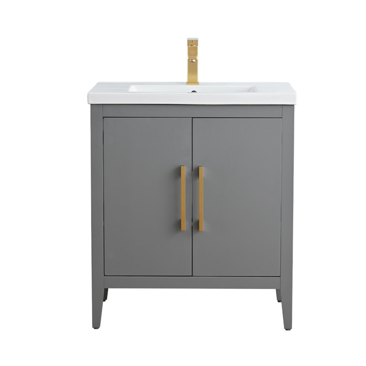 30" Cashmere Gray Single Sink Bathroom Vanity with Ceramic Top