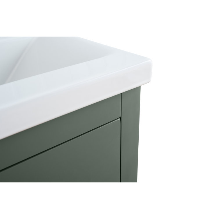 30" Vintage Green Single Sink Bathroom Vanity with Ceramic Top