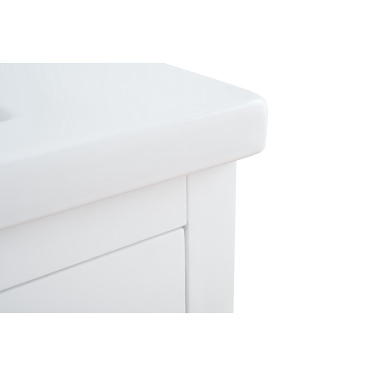 White Poplar Wood 30" Single Vanity with Golden Brushed Accents