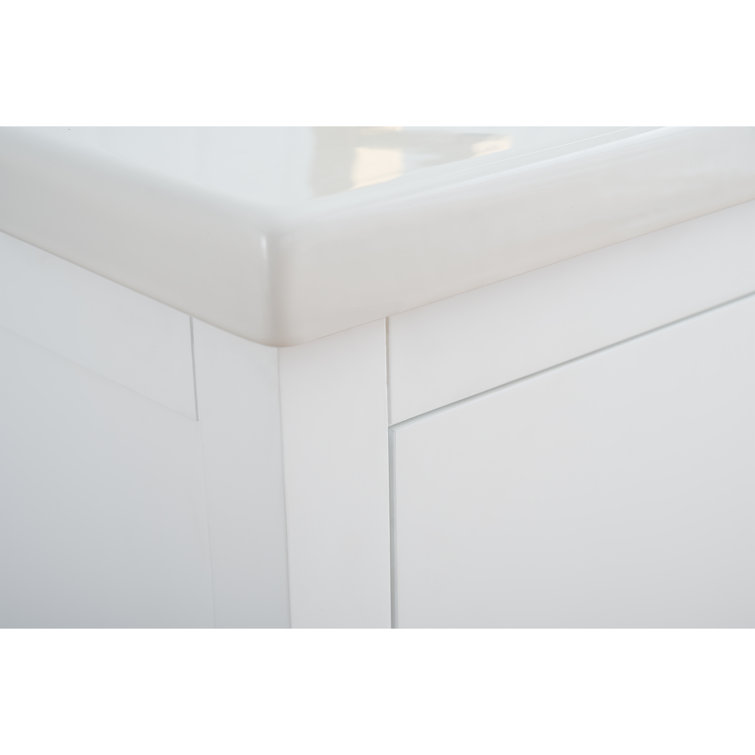 White Poplar Wood 30" Single Vanity with Golden Brushed Accents