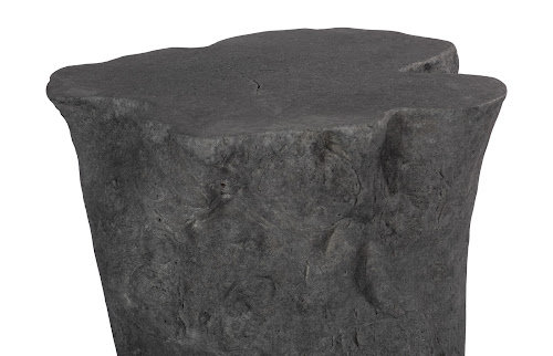 Charcoal Stone Log Round Side Table