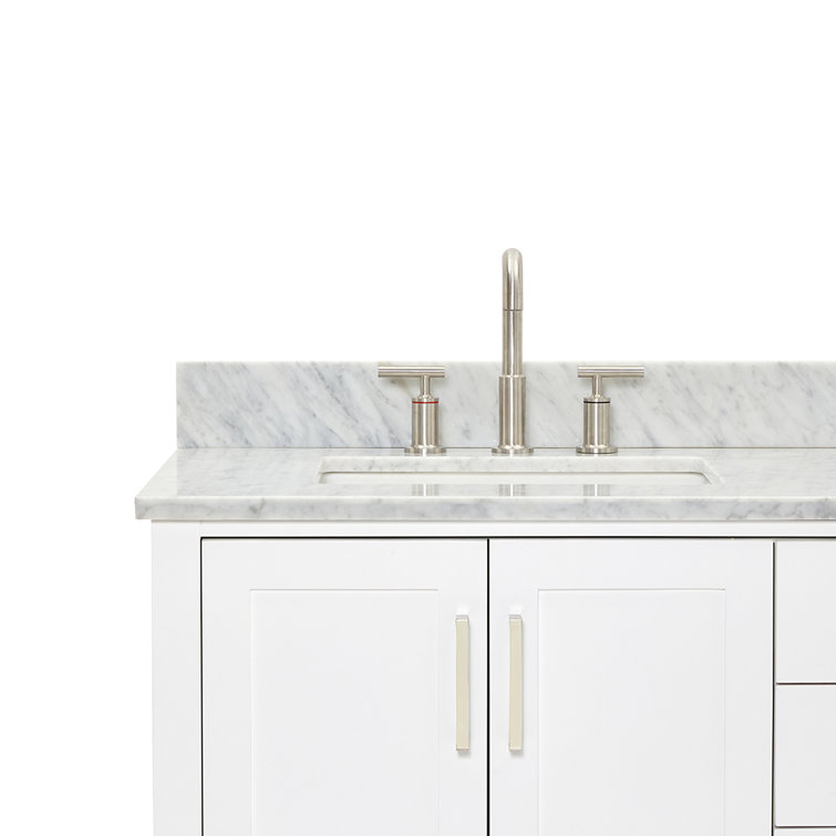 Magnolia 61" White Double Basin Freestanding Vanity with Carrara Top