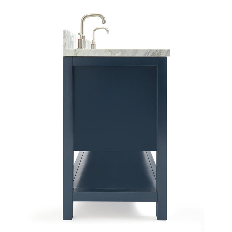 Magnolia Midnight Blue Double Vanity with Carrara Marble Top