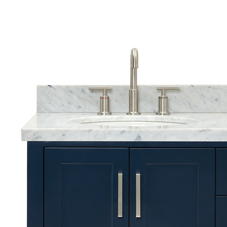 Magnolia Midnight Blue Double Vanity with Carrara Marble Top