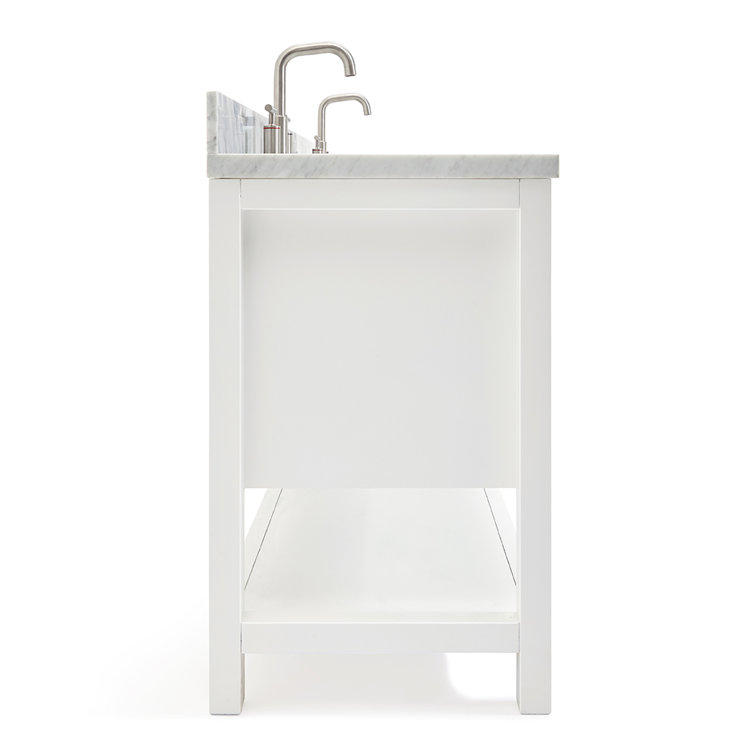 Magnolia 61" White Double Sink Bathroom Vanity with Marble Top
