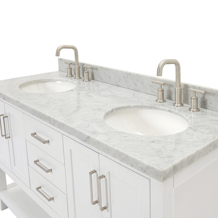 Magnolia 61" White Double Sink Bathroom Vanity with Marble Top