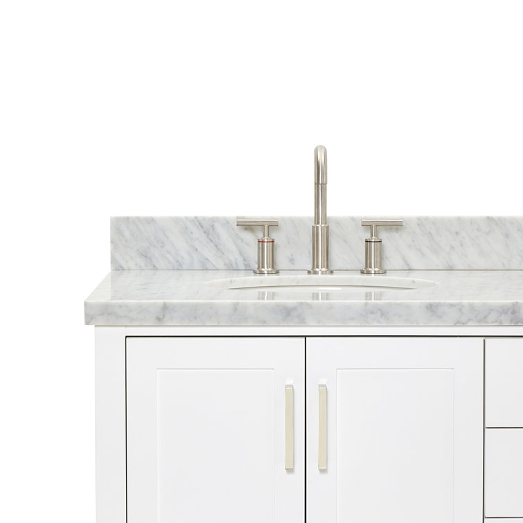 Magnolia 61" White Double Sink Bathroom Vanity with Marble Top
