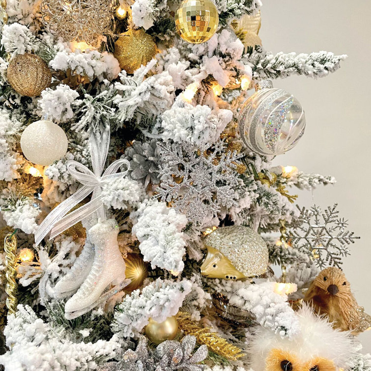 Mountain Pine 6.5' White Flocked Christmas Tree with Smart Lights