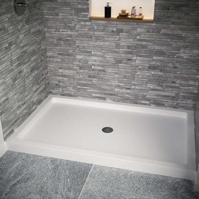 60'' x 36'' Glossy White Acrylic Shower Base with ABS Drain
