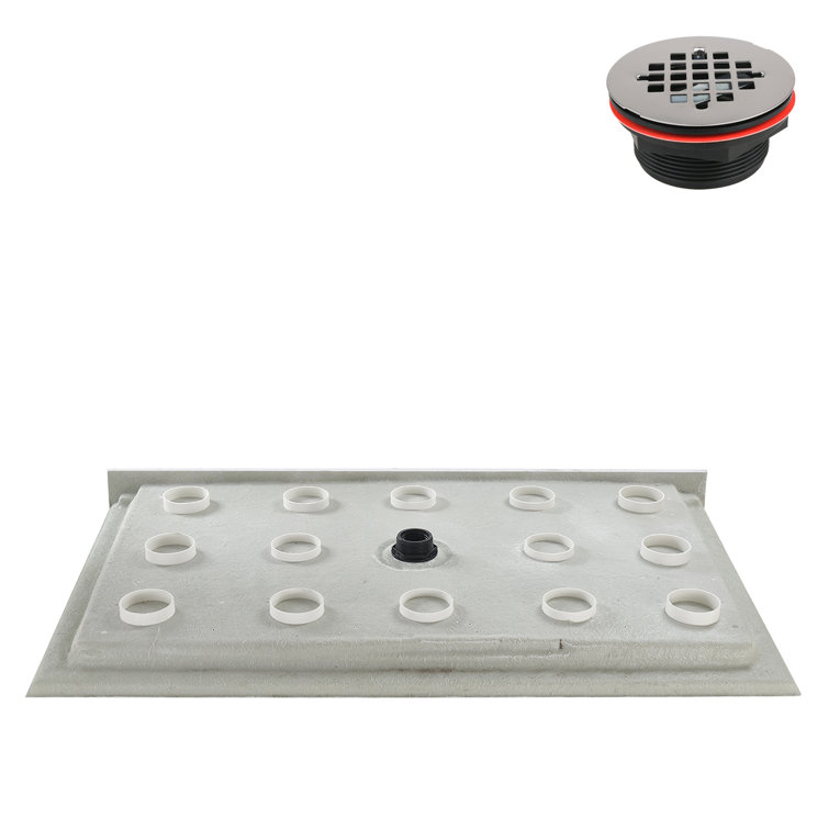 60'' x 36'' Glossy White Acrylic Shower Base with ABS Drain