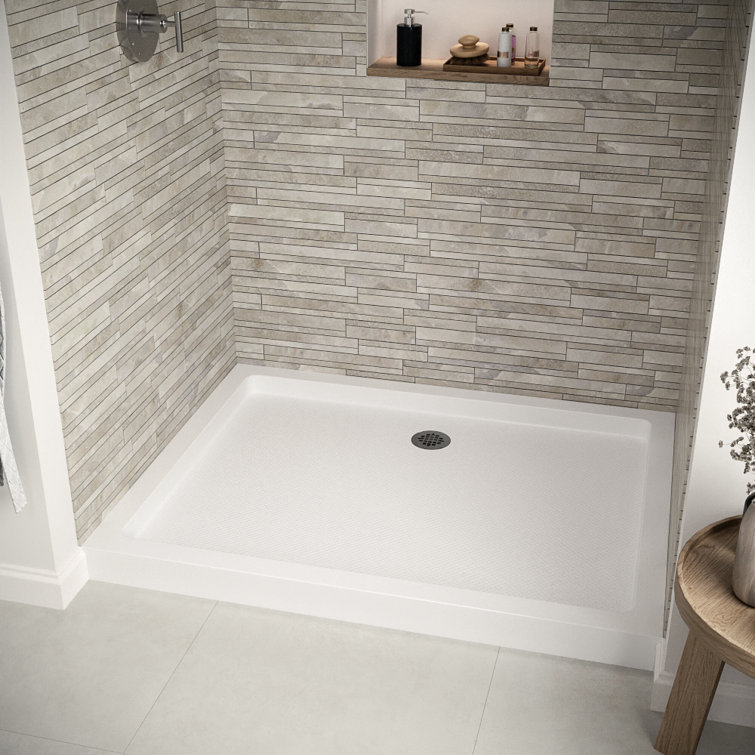 48'' Glossy White Rectangular Acrylic Shower Base with ABS Drain
