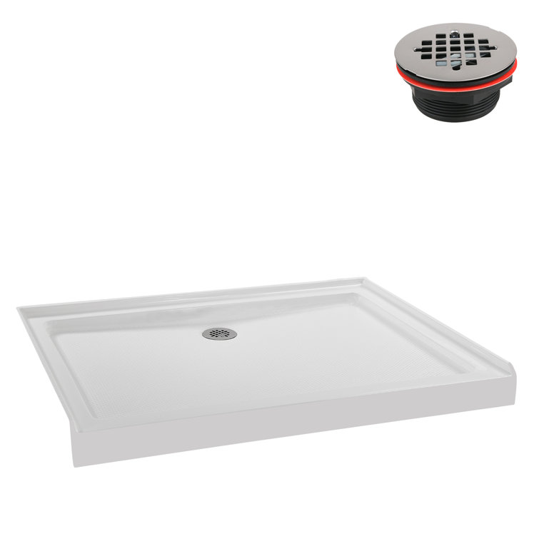 48'' Glossy White Rectangular Acrylic Shower Base with ABS Drain