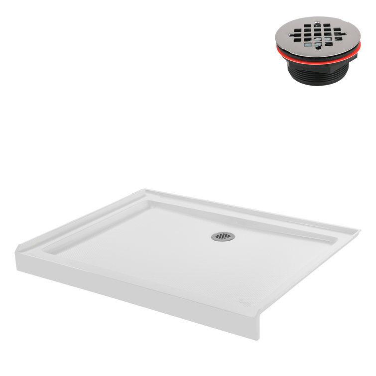 48'' Glossy White Rectangular Acrylic Shower Base with ABS Drain