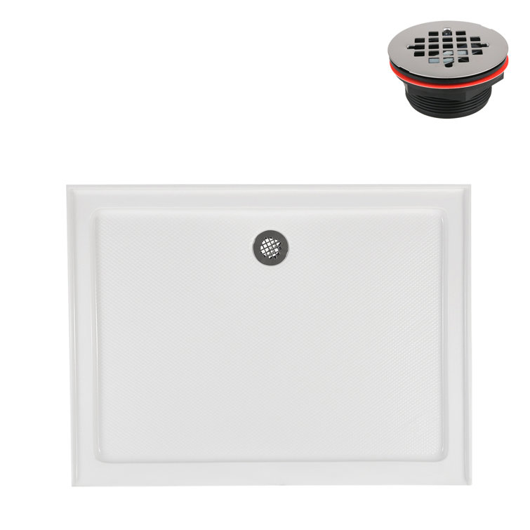 48'' Glossy White Rectangular Acrylic Shower Base with ABS Drain
