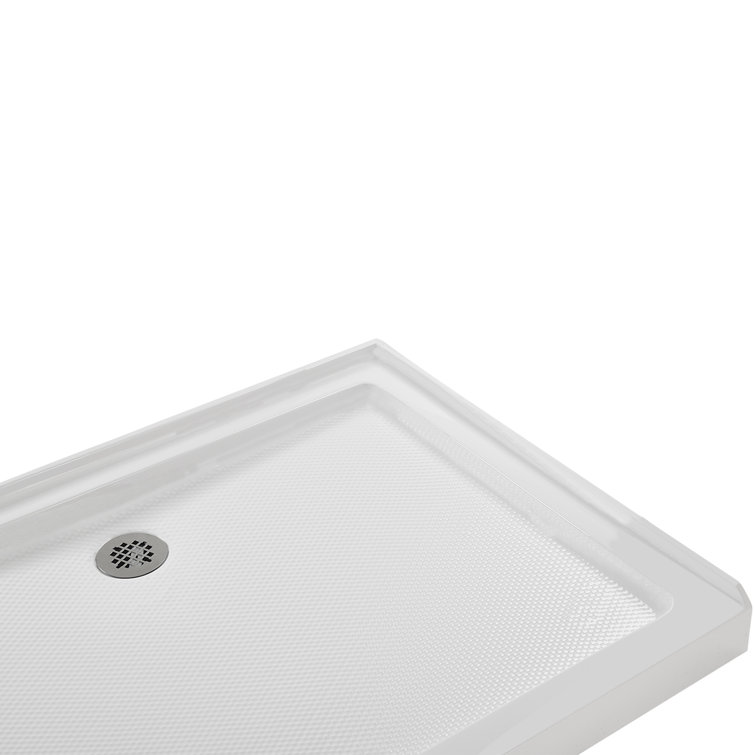 48'' Glossy White Rectangular Acrylic Shower Base with ABS Drain