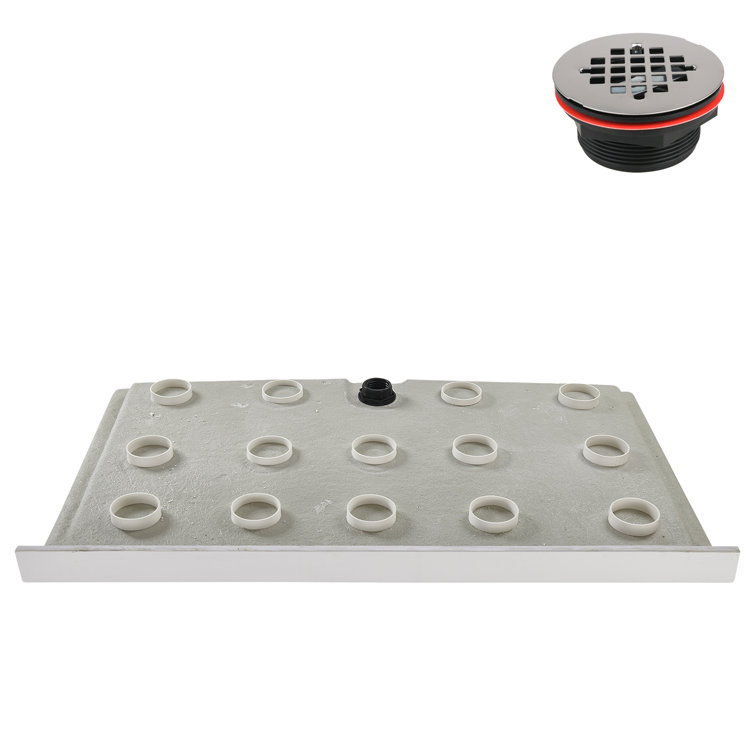 60'' Glossy White Rectangular Acrylic Shower Base with ABS Drain