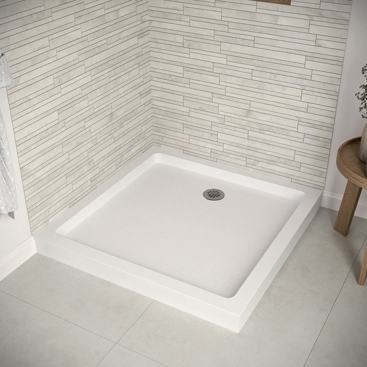 36'' White Acrylic Square Shower Base with Right Drain