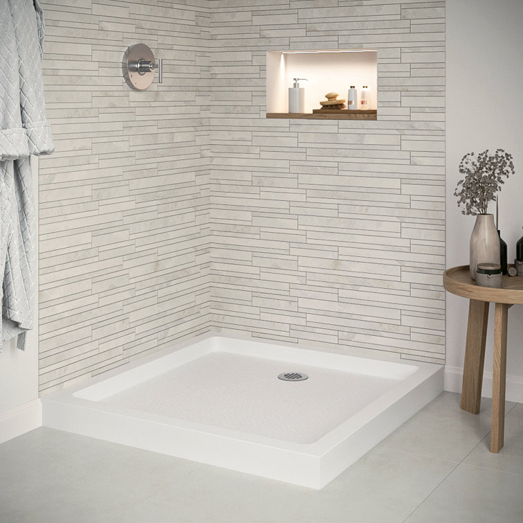 36'' White Acrylic Square Shower Base with Right Drain