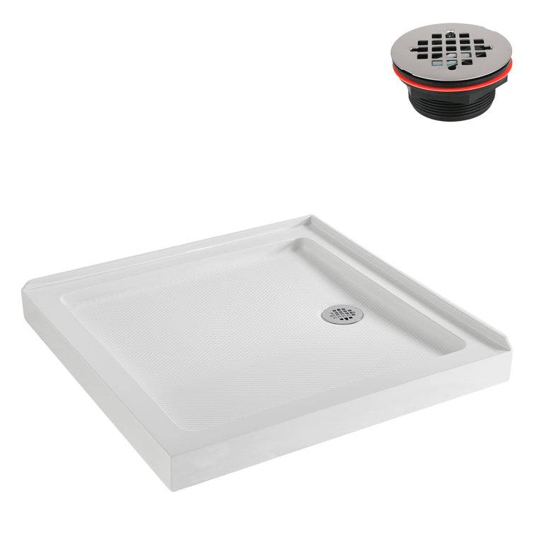 36'' White Acrylic Square Shower Base with Right Drain