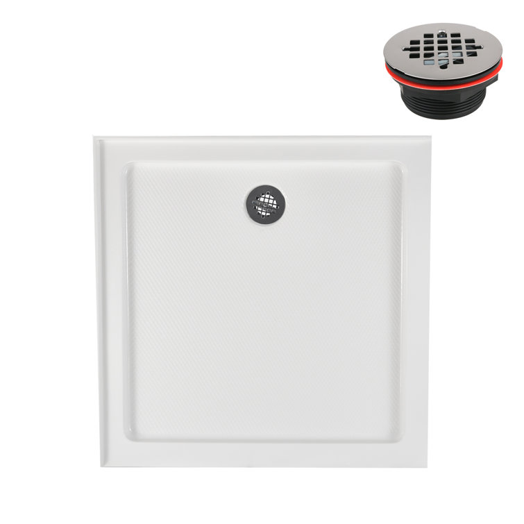 36'' White Acrylic Square Shower Base with Right Drain