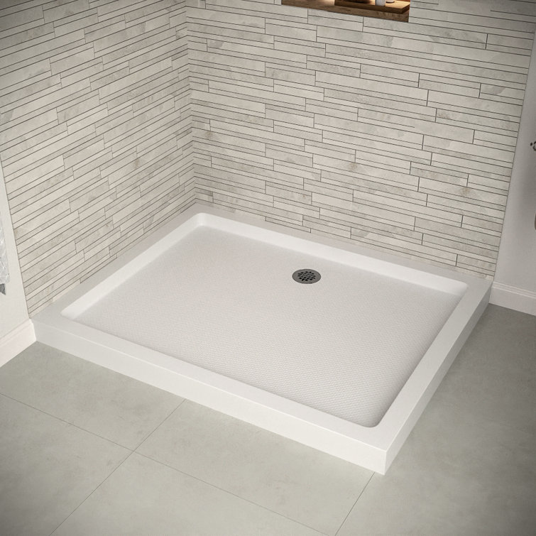 48'' White Acrylic Rectangular Corner Shower Base with Right Drain