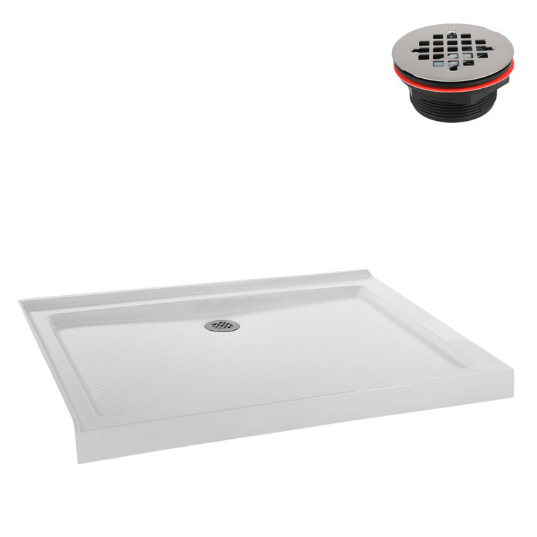 48'' White Acrylic Rectangular Corner Shower Base with Right Drain