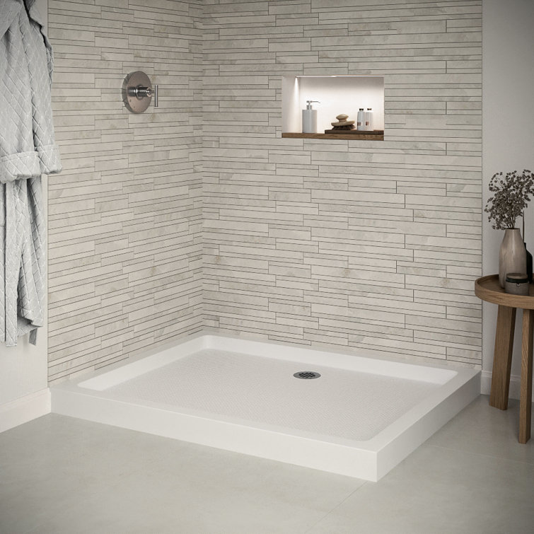 48'' White Acrylic Rectangular Corner Shower Base with Right Drain