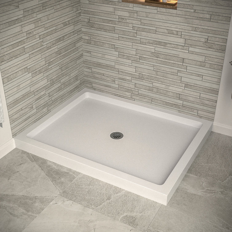 48'' Glossy White Rectangular Acrylic Shower Base with Center Drain