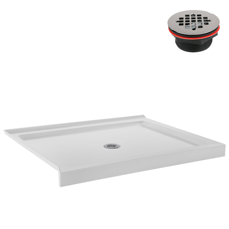 48'' Glossy White Rectangular Acrylic Shower Base with Center Drain
