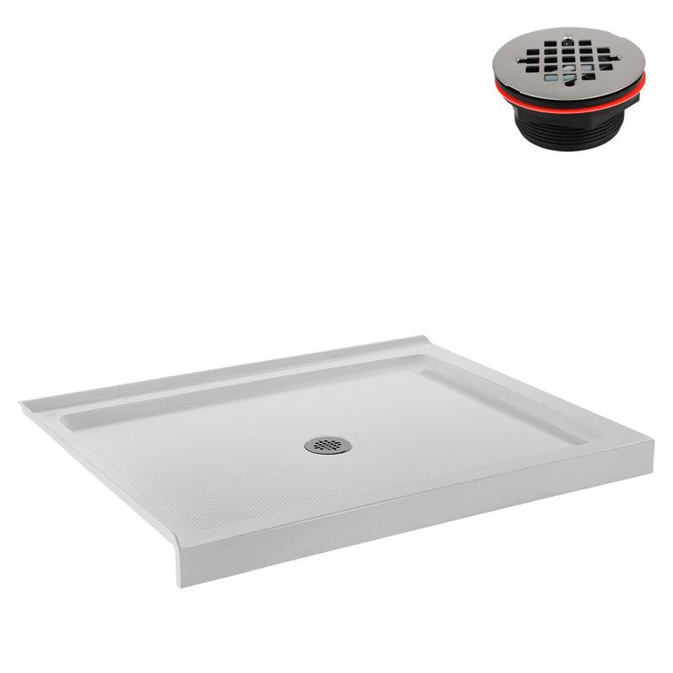48'' Glossy White Rectangular Acrylic Shower Base with Center Drain