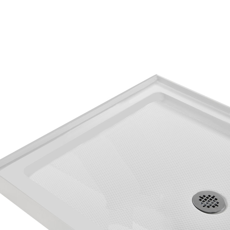 48'' Glossy White Rectangular Acrylic Shower Base with Center Drain