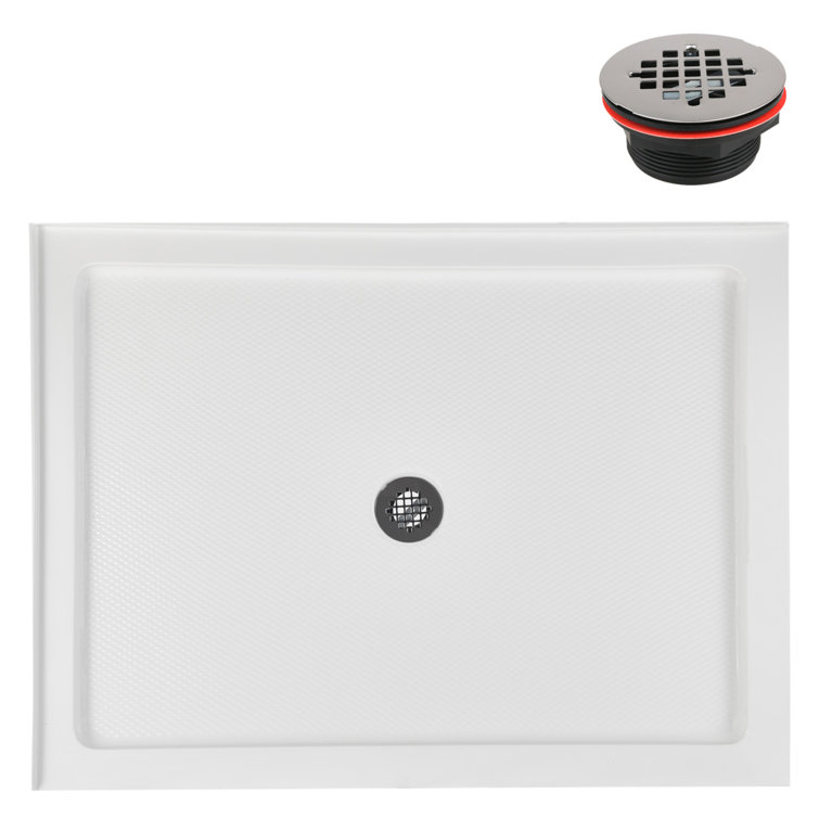 48'' Glossy White Rectangular Acrylic Shower Base with Center Drain