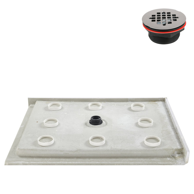 48'' Glossy White Rectangular Acrylic Shower Base with Center Drain