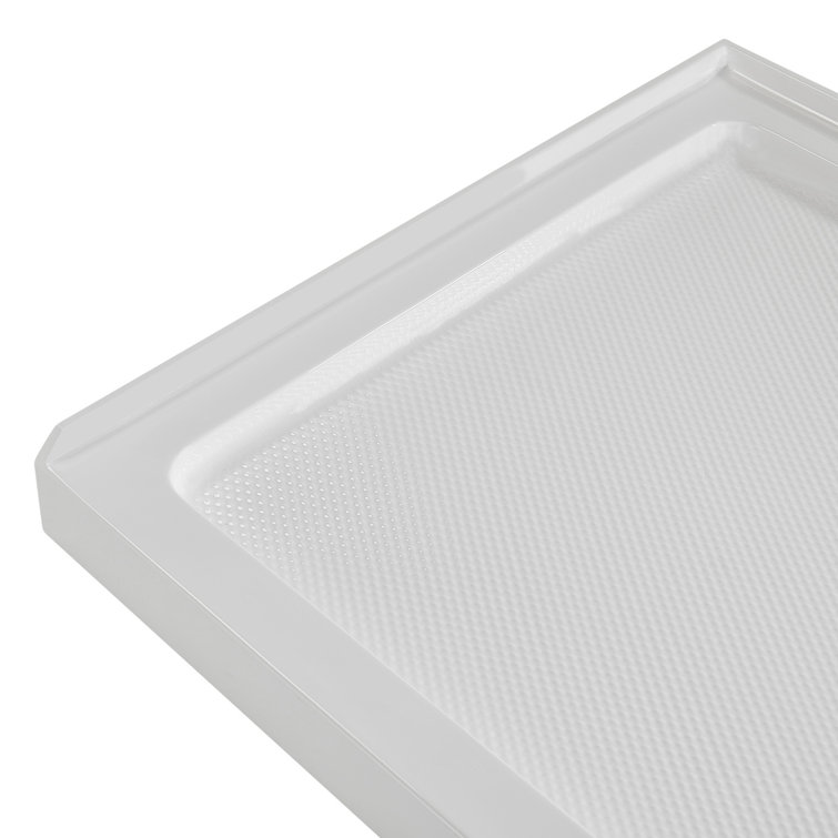 60'' Glossy White Rectangular Acrylic Shower Base with Center Drain