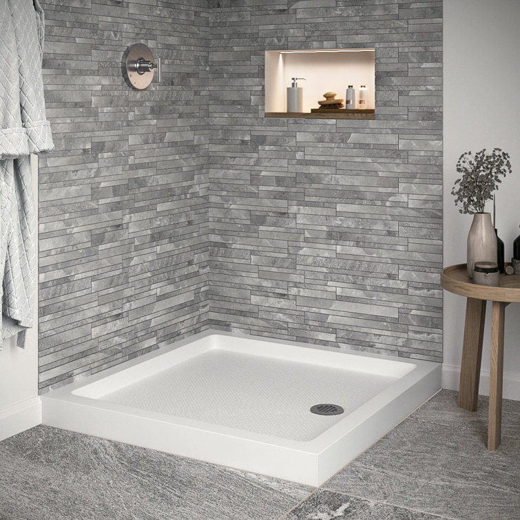 36'' White Acrylic Corner Shower Base with Right Hand Drain