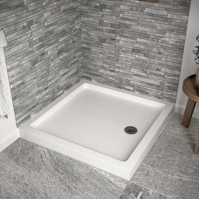 36'' White Acrylic Corner Shower Base with Right Hand Drain