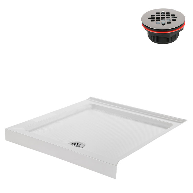 36'' White Acrylic Corner Shower Base with Right Hand Drain