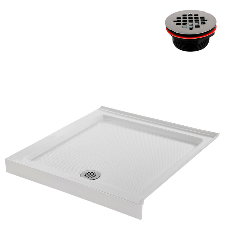 36'' White Acrylic Corner Shower Base with Right Hand Drain
