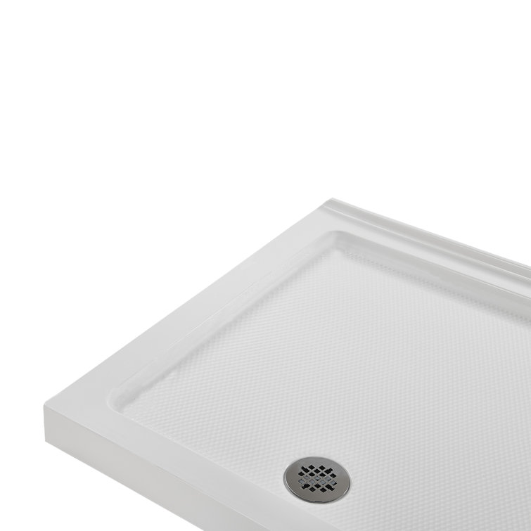 36'' White Acrylic Corner Shower Base with Right Hand Drain