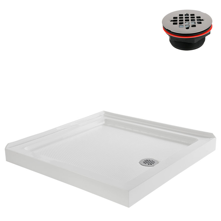36'' White Acrylic Corner Shower Base with Right Hand Drain