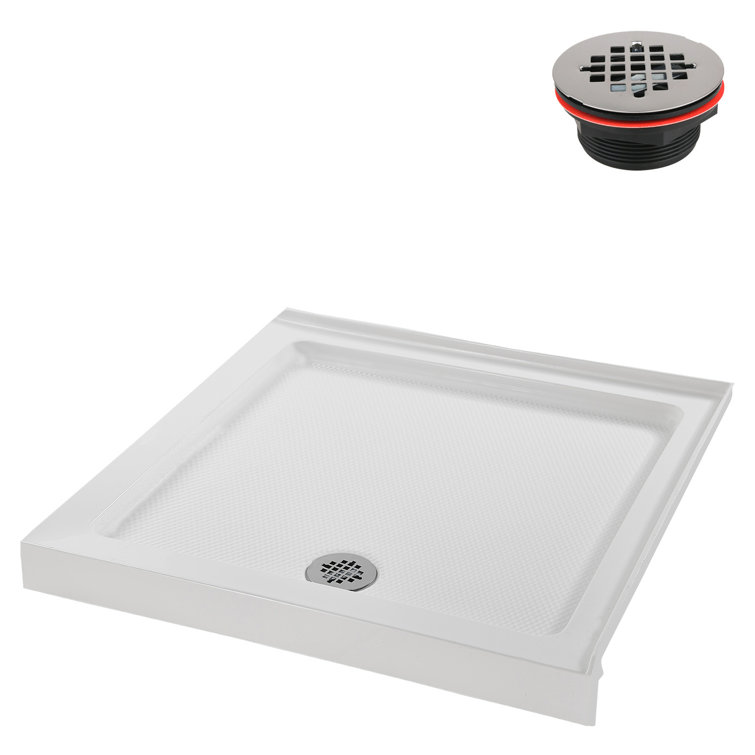 36'' White Acrylic Corner Shower Base with Right Hand Drain
