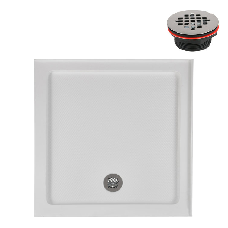 36'' White Acrylic Corner Shower Base with Right Hand Drain