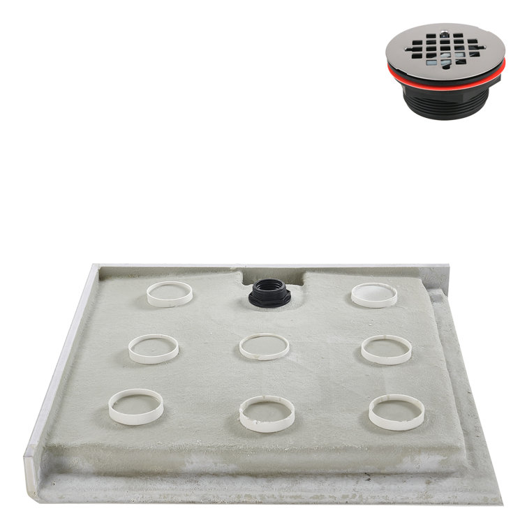 36'' White Acrylic Corner Shower Base with Right Hand Drain