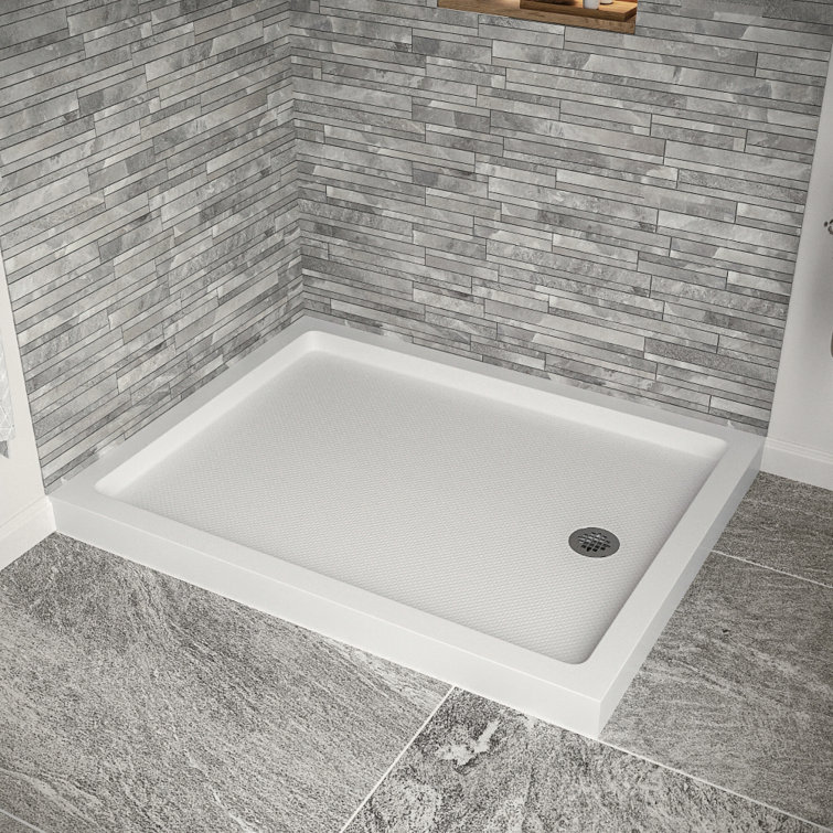48'' Glossy White Rectangular Acrylic Shower Base with ABS Drain