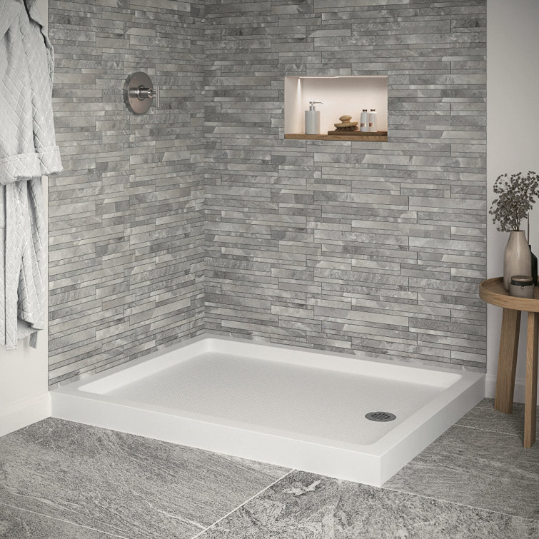 48'' Glossy White Rectangular Acrylic Shower Base with ABS Drain