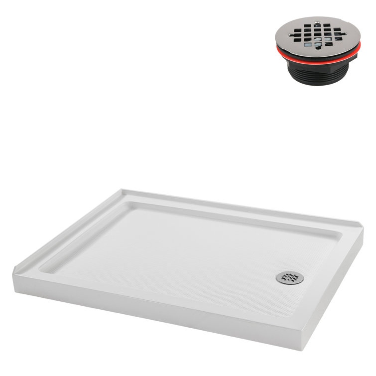 48'' Glossy White Rectangular Acrylic Shower Base with ABS Drain