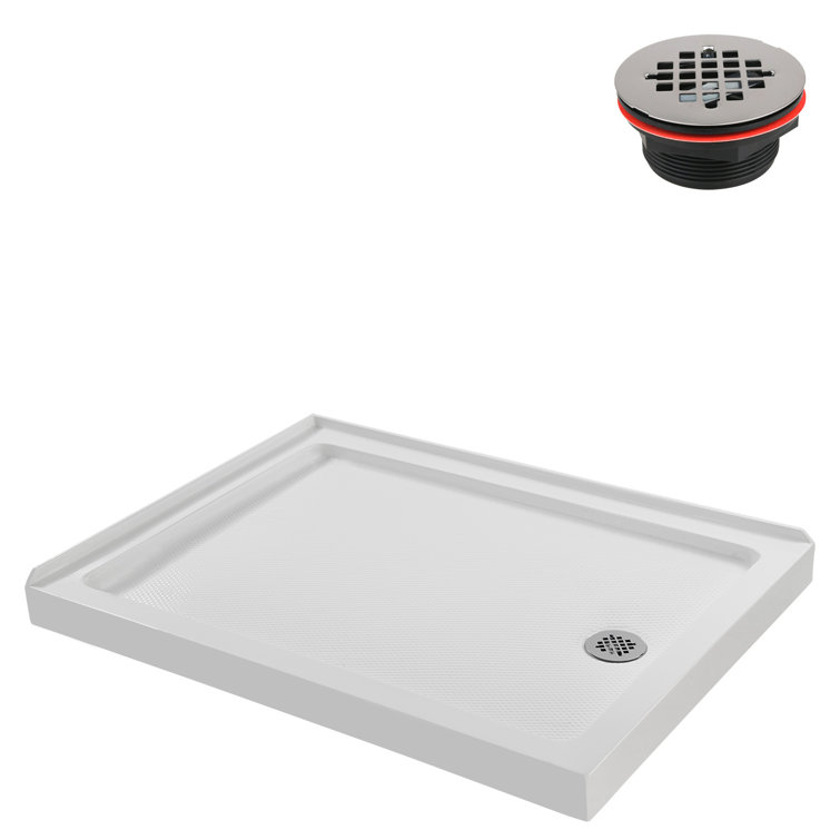 48'' Glossy White Rectangular Acrylic Shower Base with ABS Drain