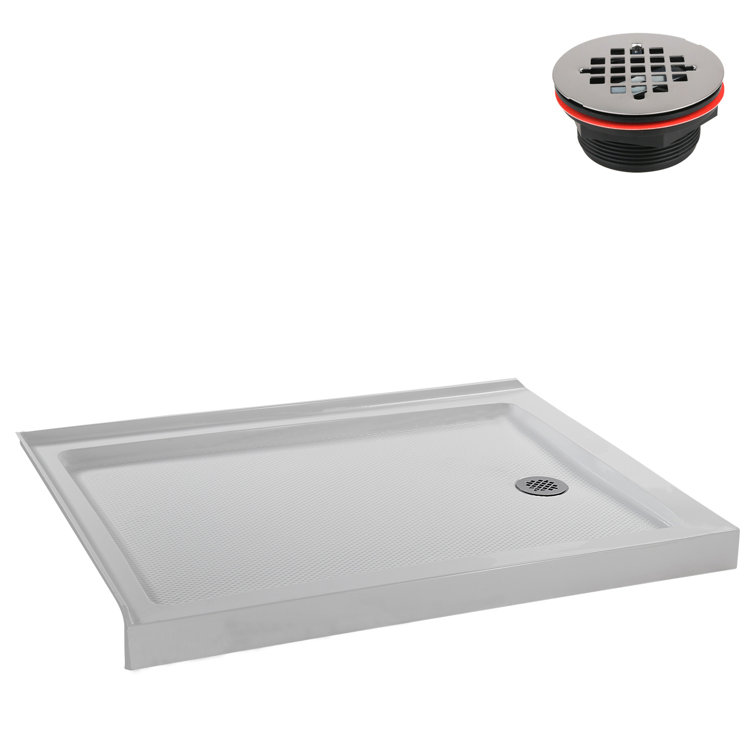 48'' Glossy White Rectangular Acrylic Shower Base with ABS Drain