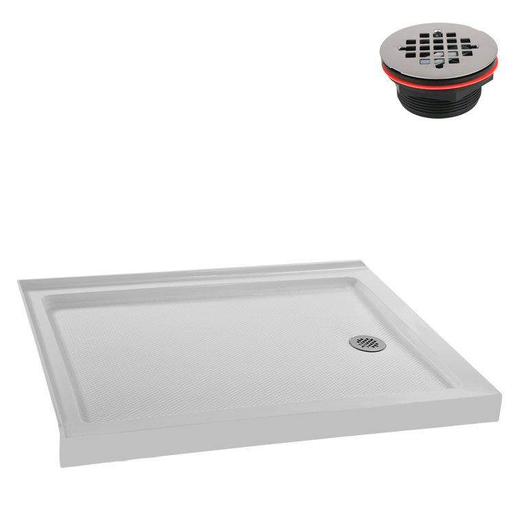 48'' Glossy White Rectangular Acrylic Shower Base with ABS Drain