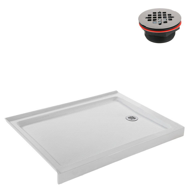 48'' Glossy White Rectangular Acrylic Shower Base with ABS Drain
